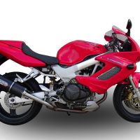Exhaust compatible with Honda VTR1000F Firestorm 1997-2007, Furore Nero, Dual slip-on including removable db killers and link pipes, EPA-compliant 