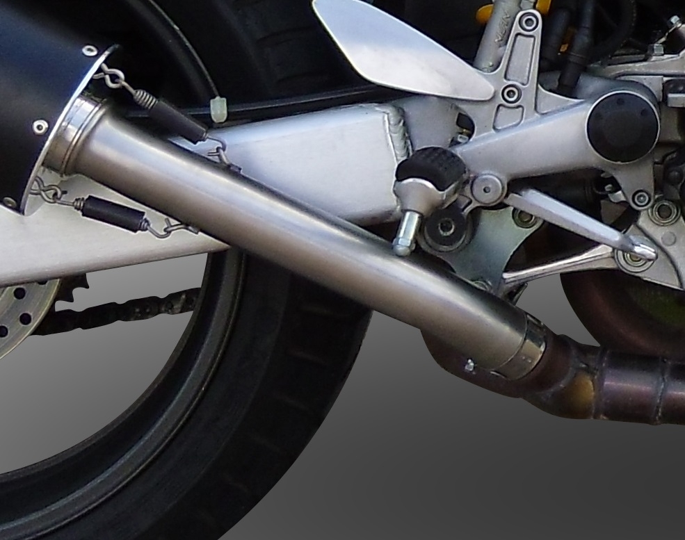 Exhaust compatible with Honda VTR1000F Firestorm 1997-2007, Trioval, Dual slip-on including removable db killers and link pipes, EPA-compliant 