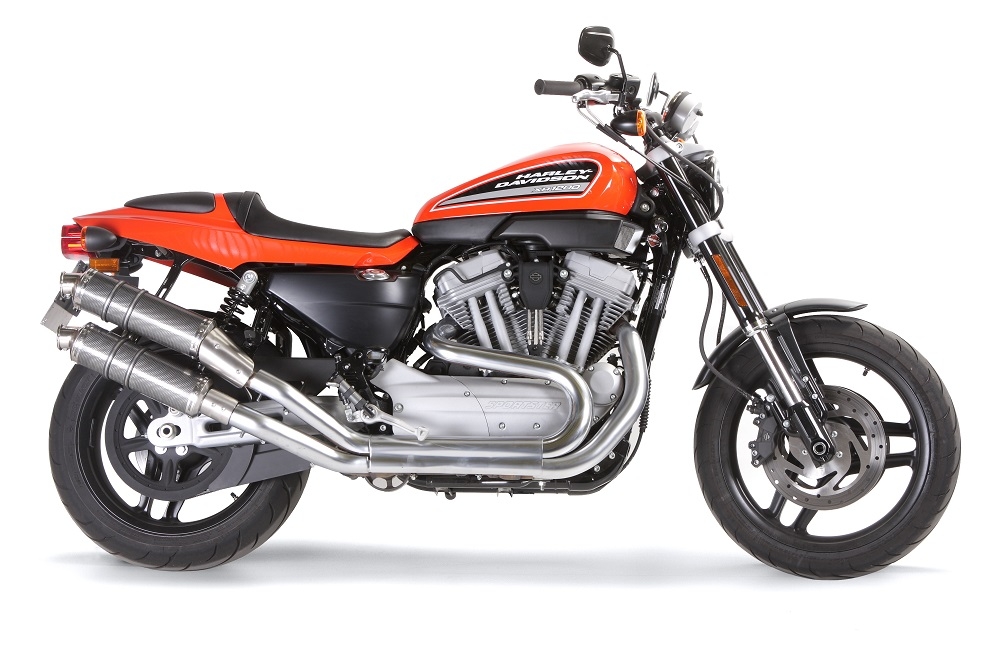 Exhaust compatible with Harley Davidson XR1200 2008-2012, Poppy Tondo, Dual slip-on including removable db killers and link pipes, EPA-compliant 