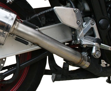 Exhaust compatible with Yamaha Fzs 600 Fazer 1998-2003, Trioval, Slip-on exhaust including removable db killer and link pipe, EPA-compliant 