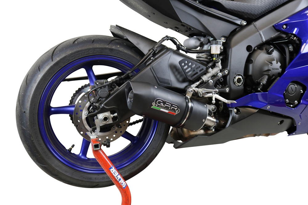 Exhaust compatible with Yamaha Yzf R6 2017-2025, Furore Evo4 Nero, Slip-on exhaust including removable db killer and link pipe, EPA-compliant 