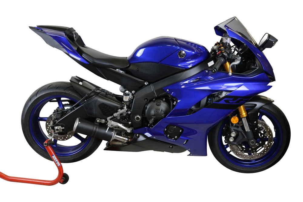 Exhaust compatible with Yamaha Yzf R6 2017-2025, M3 Black Titanium, Slip-on exhaust including removable db killer and link pipe, EPA-compliant 