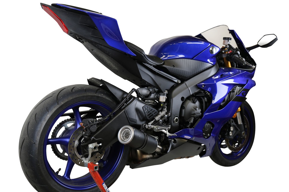 Exhaust compatible with Yamaha Yzf R6 2017-2025, M3 Black Titanium, Slip-on exhaust including removable db killer and link pipe, EPA-compliant 