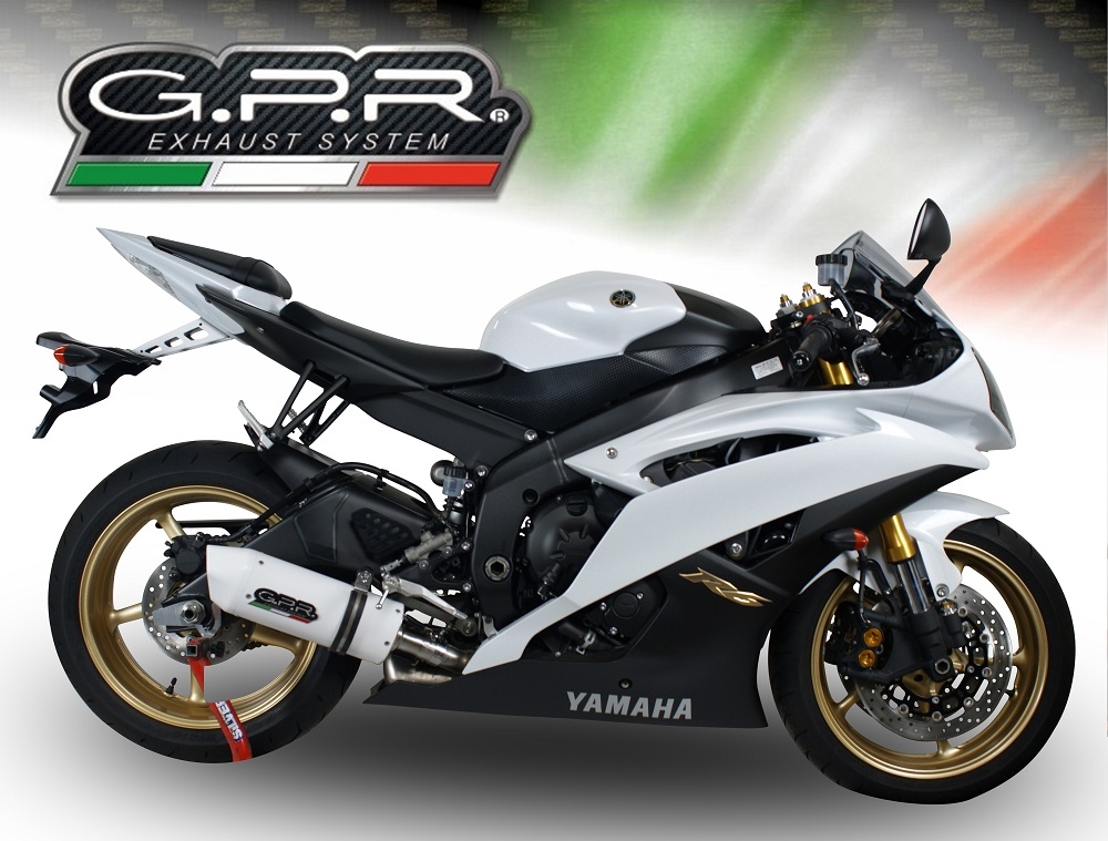 Exhaust compatible with Yamaha Yzf R6 2006-2020, Albus Ceramic, Slip-on exhaust including removable db killer and link pipe, EPA-compliant 