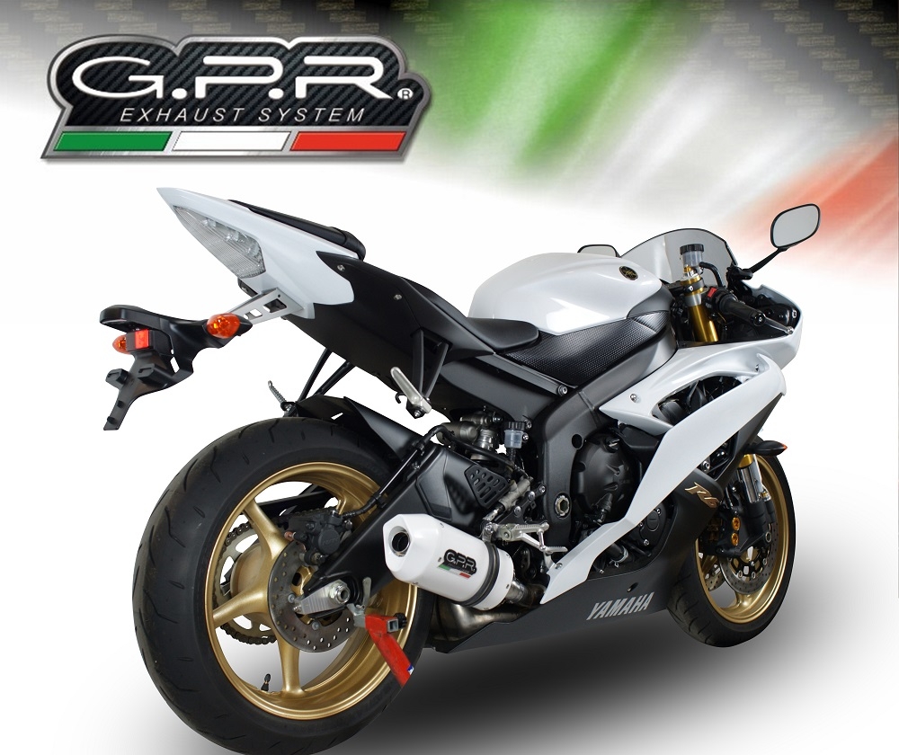 Exhaust compatible with Yamaha Yzf R6 2006-2020, Albus Ceramic, Slip-on exhaust including removable db killer and link pipe, EPA-compliant 