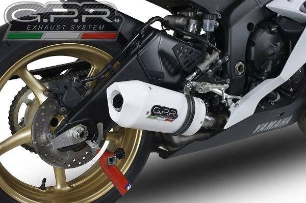 Exhaust compatible with Yamaha Yzf R6 2006-2020, Albus Ceramic, Slip-on exhaust including removable db killer and link pipe, EPA-compliant 