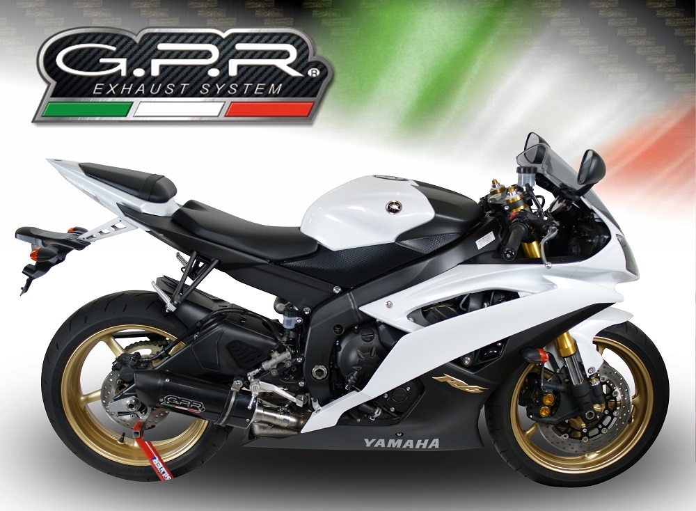 Exhaust compatible with Yamaha Yzf R6 2006-2020, Furore Nero, Slip-on exhaust including removable db killer and link pipe, EPA-compliant 