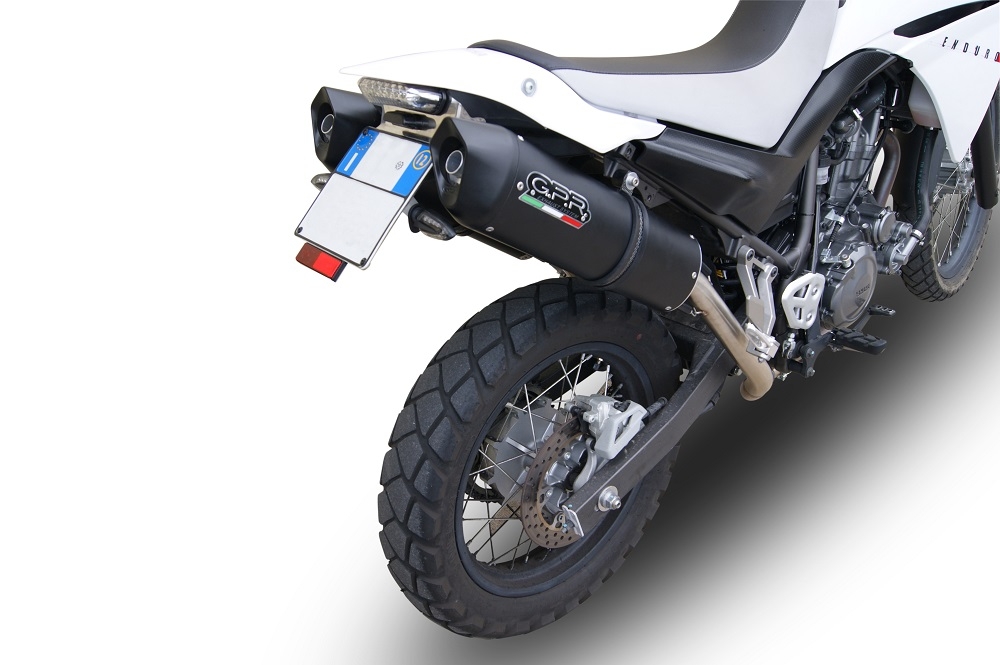 Exhaust compatible with Yamaha Xt 660 X-R 2004-2014, Furore Nero, Dual slip-on including removable db killers and link pipes, not EPA-compliant 