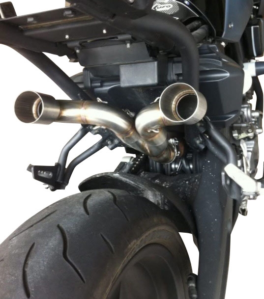 Exhaust compatible with Yamaha MT03 660 2006-2013, Albus Ceramic, Dual slip-on including removable db killers and link pipes, not EPA-compliant 