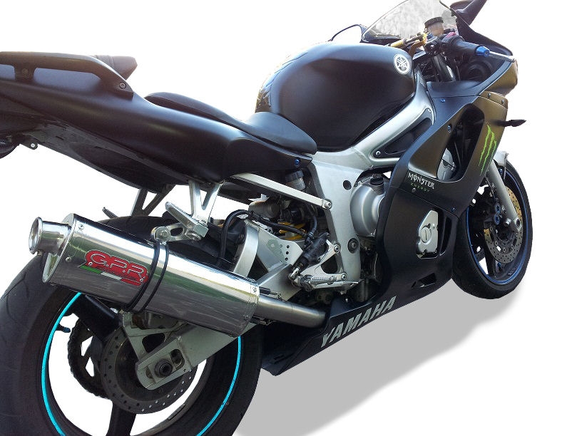 Exhaust compatible with Yamaha Yzf R6 1999-2002, Trioval, Slip-on exhaust including removable db killer and link pipe, EPA-compliant 