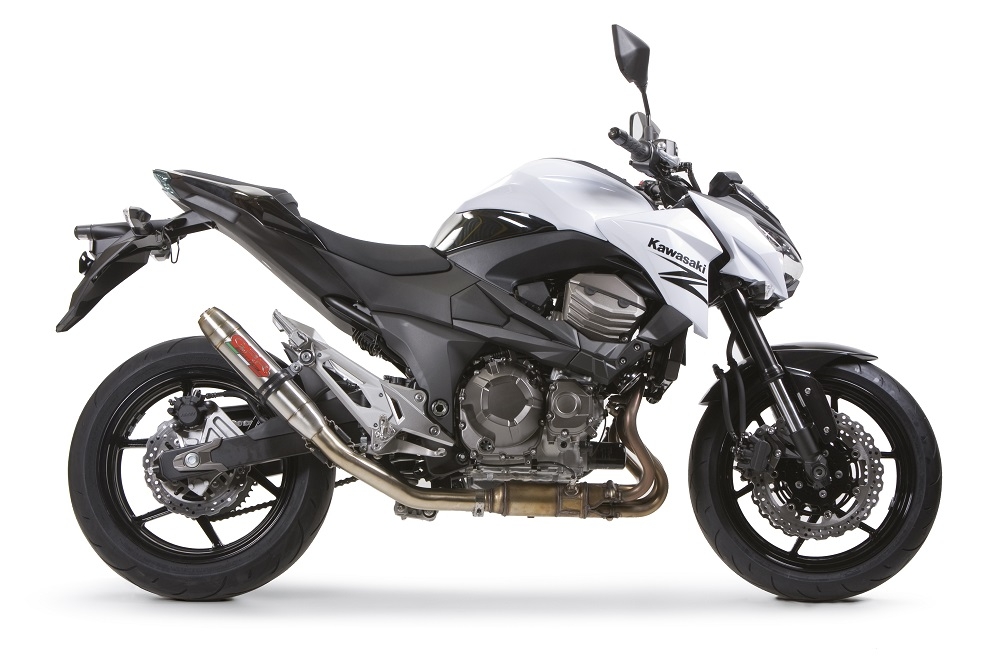 Exhaust compatible with Kawasaki Z-800 2009-2016, Deeptone Inox, Slip-on exhaust including removable db killer and link pipe, EPA-compliant 