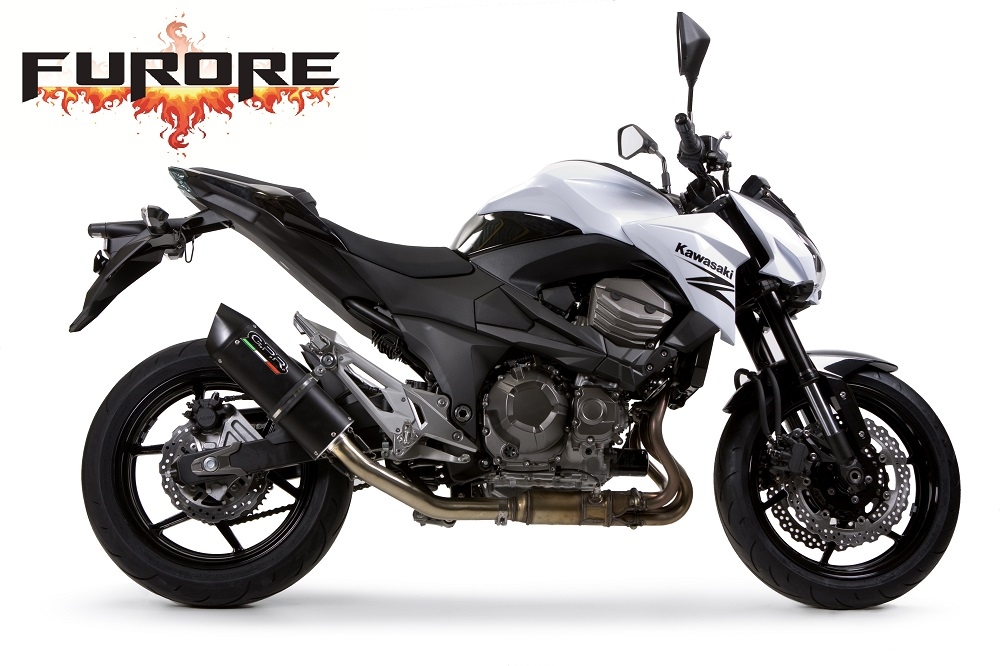 Exhaust compatible with Kawasaki Z-800E 2009-2016, Furore Nero, Slip-on exhaust including removable db killer and link pipe, EPA-compliant 