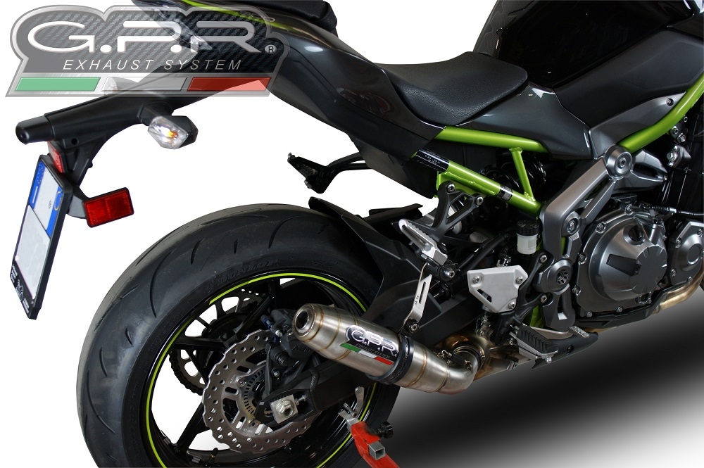 Exhaust compatible with Kawasaki Z-900E 2017-2020, Deeptone Inox, Slip-on exhaust including removable db killer and link pipe, EPA-compliant 