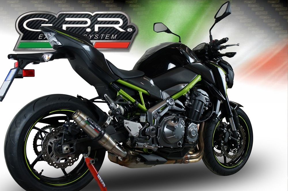 Exhaust compatible with Kawasaki Z-900E 2017-2020, Deeptone Inox, Slip-on exhaust including removable db killer and link pipe, EPA-compliant 