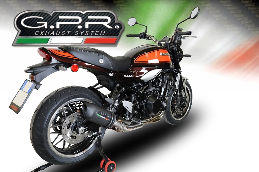 Exhaust compatible with Kawasaki Z900RS 2021-2024, Furore Evo4 Nero, Slip-on exhaust including removable db killer and link pipe, EPA-compliant 