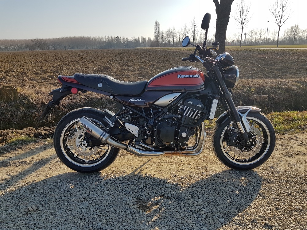 Exhaust compatible with Kawasaki Z900RS 2021-2024, M3 Inox , Slip-on exhaust including removable db killer and link pipe, EPA-compliant 