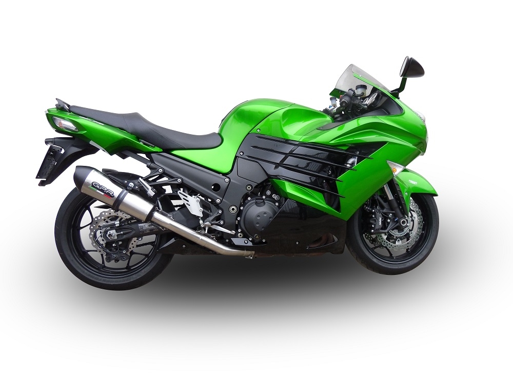 GPR exhaust compatible with  Kawasaki ZX-14R 2012-2016, New Grand Prix Evo Titanium, Dual slip-on including removable db killers and link pipes, not EPA-compliant 