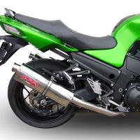 Exhaust compatible with Kawasaki ZX-14R 2008-2011, Trioval, Dual slip-on including removable db killers and link pipes, not EPA-compliant 