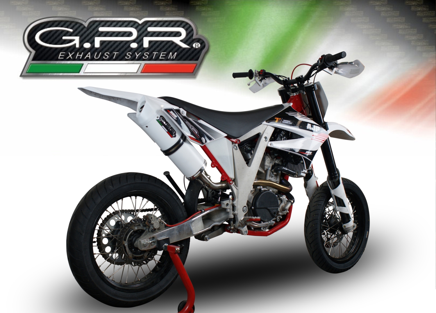 Exhaust compatible with Ajp PR5 2015-2018, Albus Ceramic, Slip-on exhaust including removable db killer and link pipe, EPA-compliant not necessary 