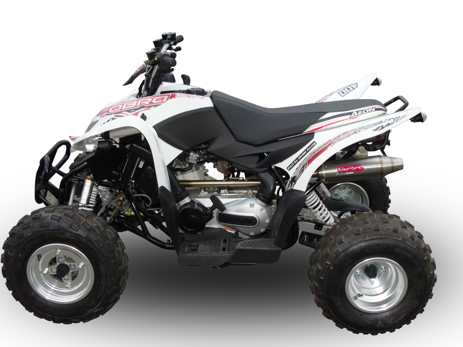 Exhaust compatible with Aeon Cobra 400 2017-2020, Deeptone Atv, Full system exhaust, including removable db killer, EPA-compliance NOT required 
