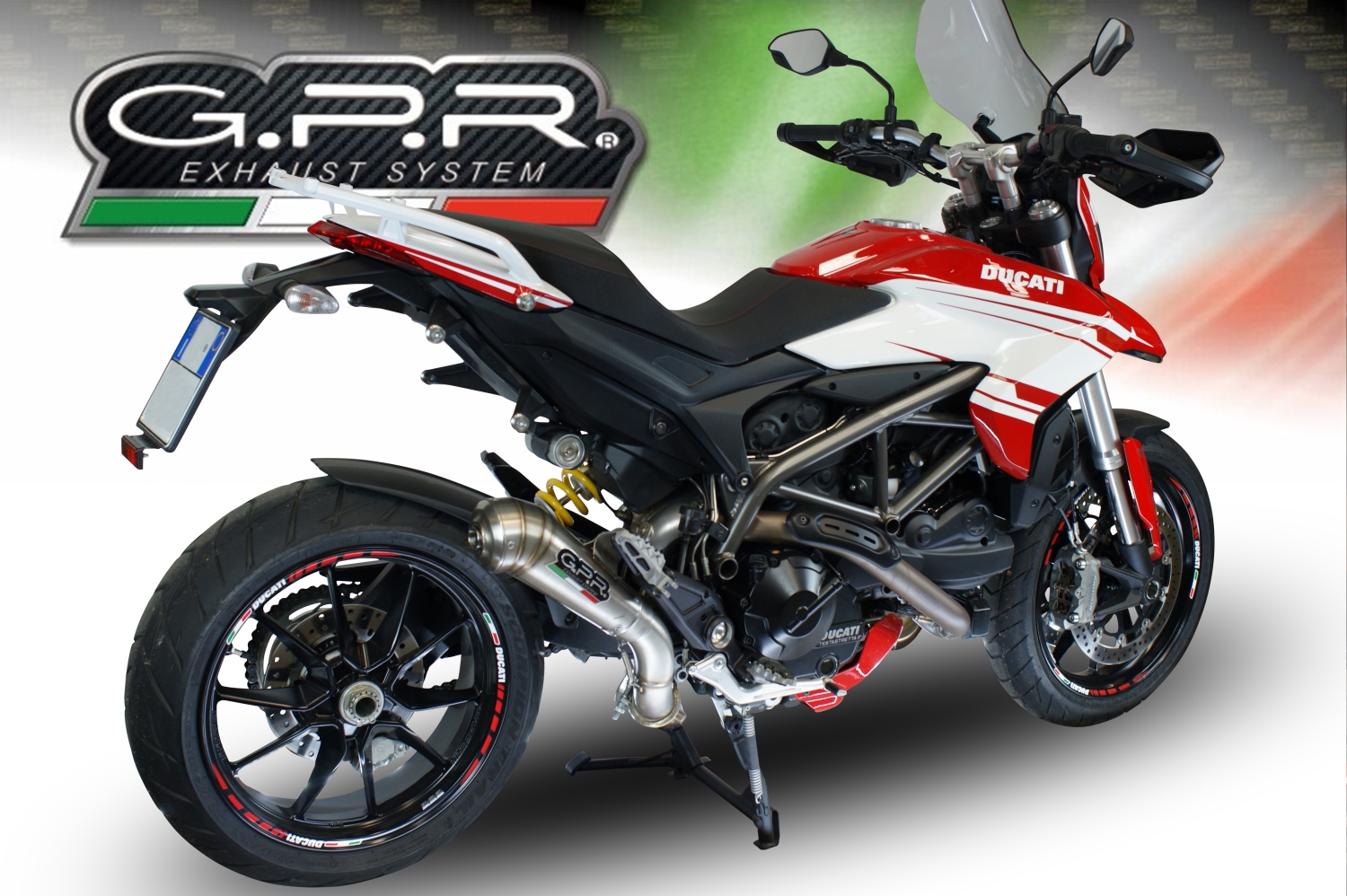 Exhaust compatible with Ducati Hyperstrada - Hypermotard 939 EURO 4 2016-2019, Powercone Evo, Slip-on exhaust including link pipe and removable db killer 