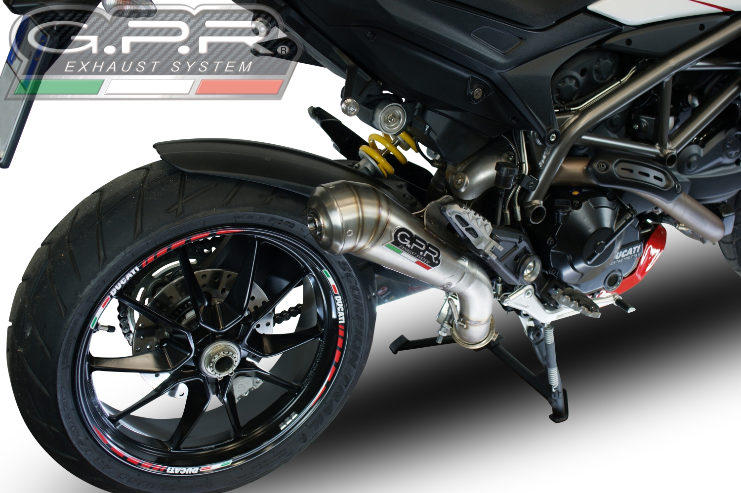 Exhaust compatible with Ducati Hyperstrada - Hypermotard 939 EURO 4 2016-2019, Powercone Evo, Slip-on exhaust including link pipe and removable db killer 