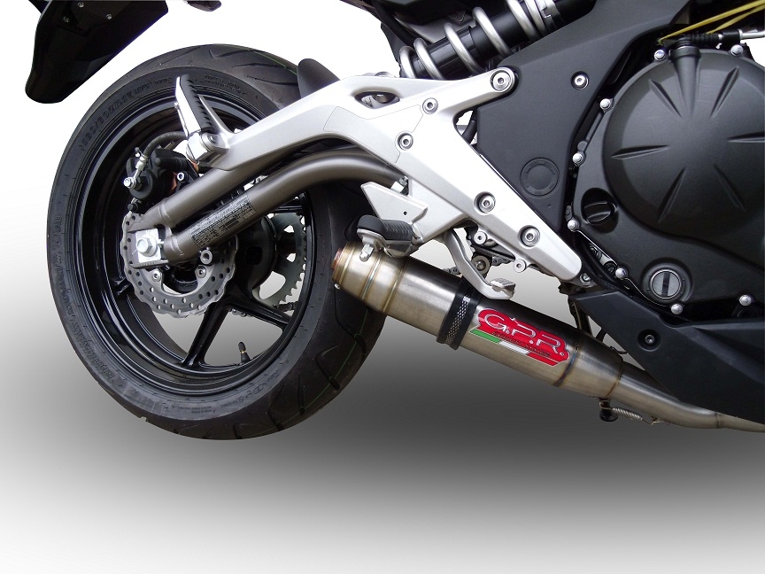 GPR exhaust compatible with Kawasaki Er 6 N - F  2012-2016, Deeptone Inox, Homologated legal full system exhaust, including removable db killer and catalyst 