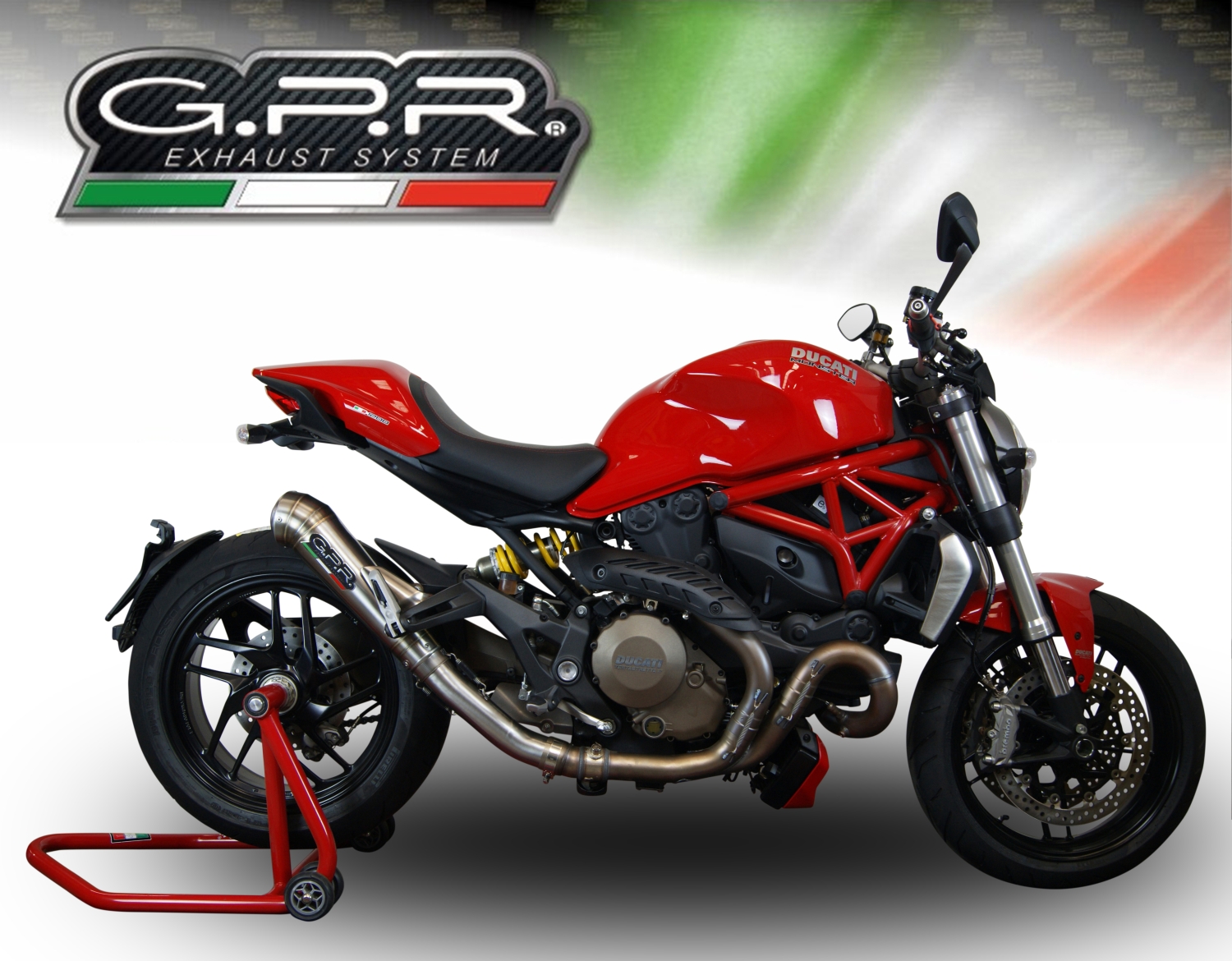 Exhaust compatible with Ducati Monster 1200 1200S 1200R 2017-2021, Powercone Evo, Slip-on exhaust including link pipe and removable db killer 
