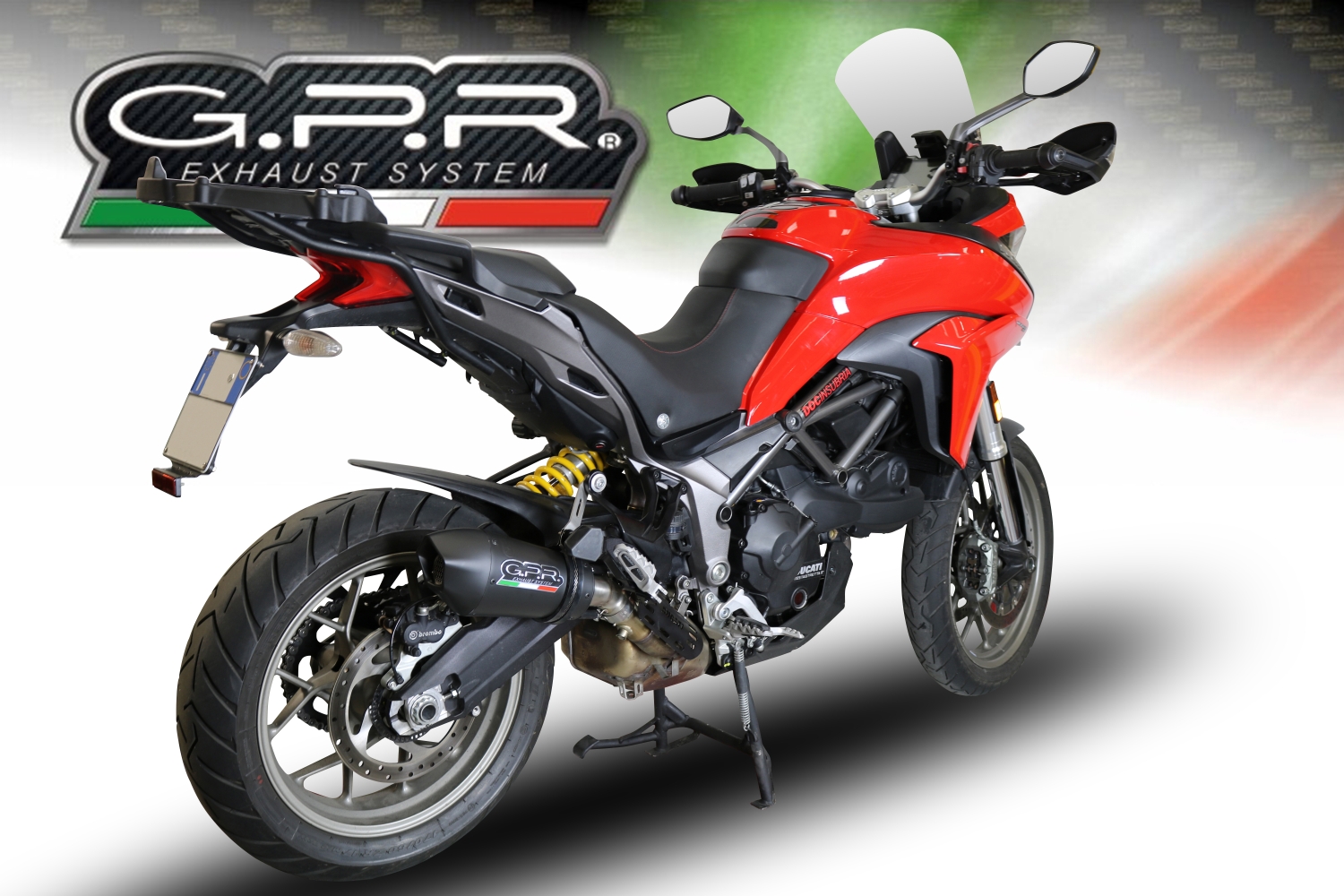 GPR exhaust compatible with  Ducati Multistrada 950 V2 S 2021-2024, New Grand Prix Evo Black Titanium, Slip-on exhaust including removable db killer and link pipe, EPA-compliant 