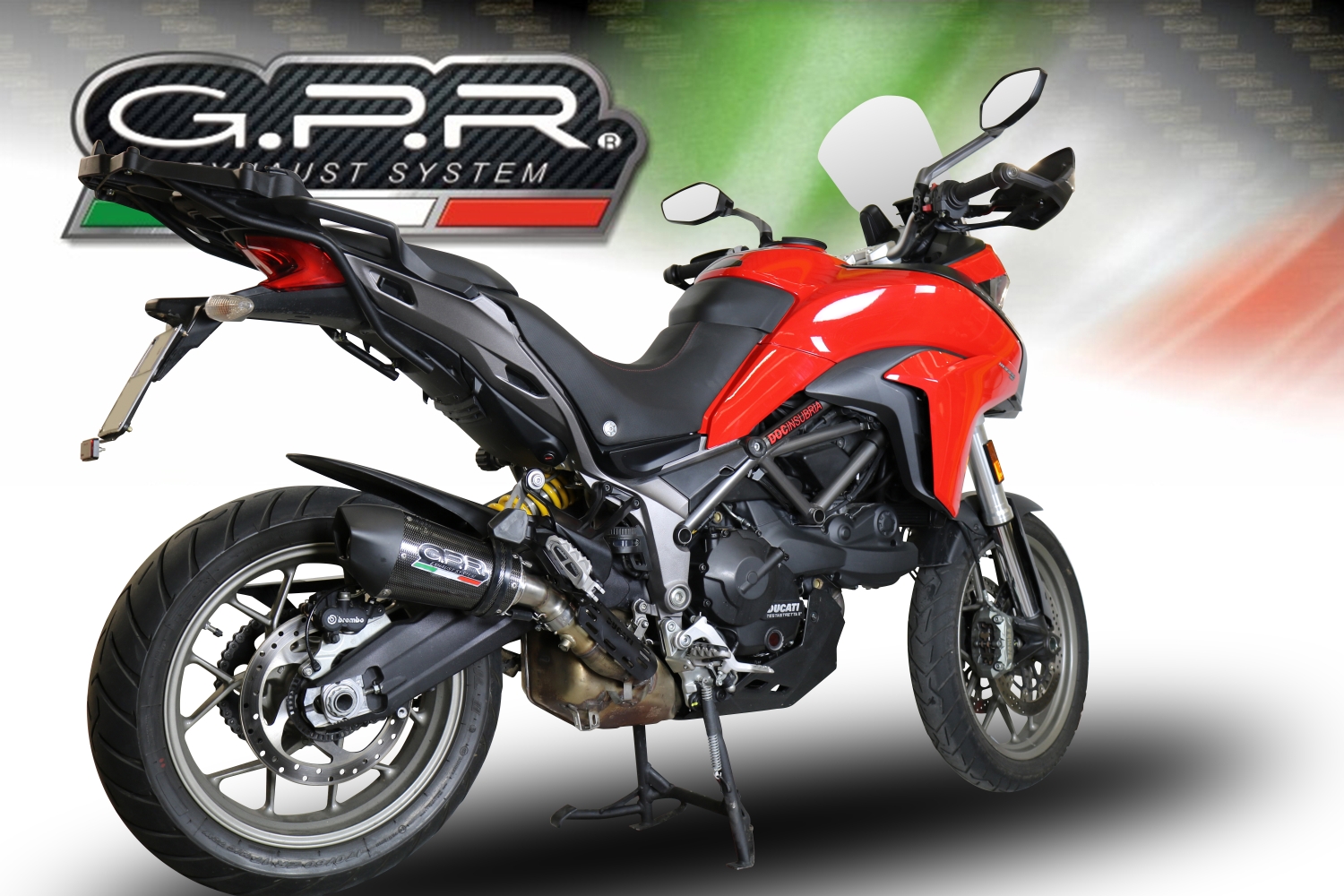 GPR exhaust compatible with  Ducati Multistrada 950 V2 S 2021-2024, New Grand Prix Evo Poppy, Slip-on exhaust including removable db killer and link pipe, EPA-compliant 