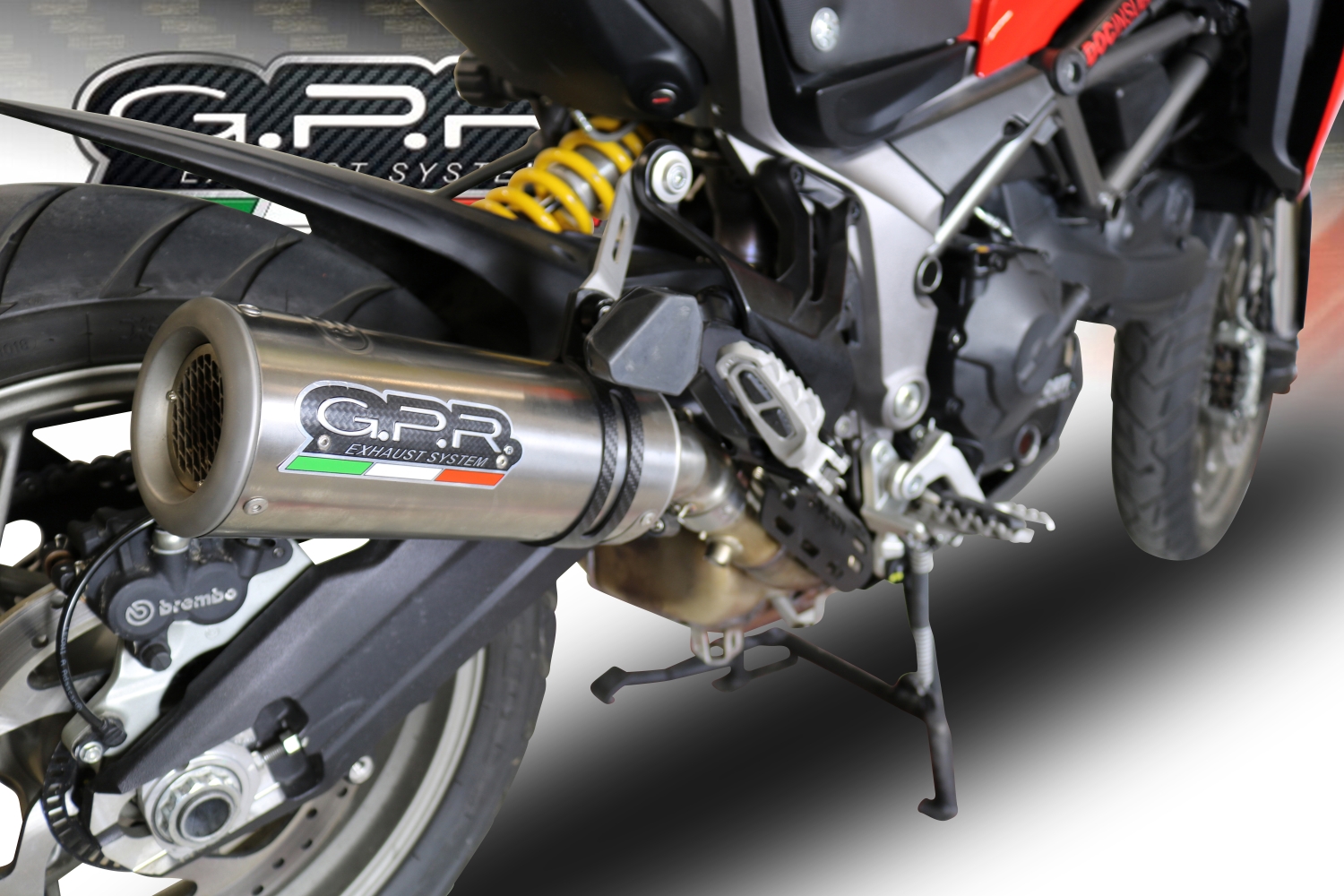 Exhaust compatible with Ducati Multistrada 950 2021-2024, M3 Titanium Natural, Slip-on exhaust including removable db killer and link pipe, EPA-compliant 