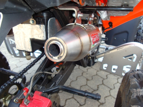 Exhaust compatible with Adly 500 Hurricane S 2005-2021, Deeptone Atv, Slip-on exhaust including removable db killer and link pipe, EPA-compliance NOT required 