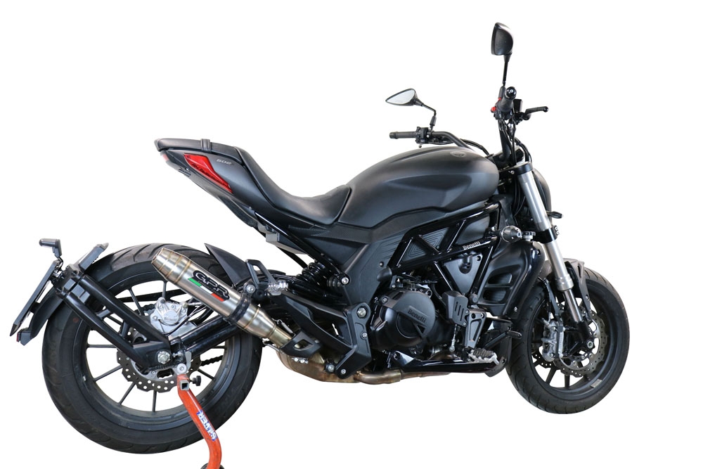 Exhaust compatible with Benelli 502 C 2021-2024, Deeptone Inox, Slip-on exhaust including removable db killer and link pipe, EPA-compliant 