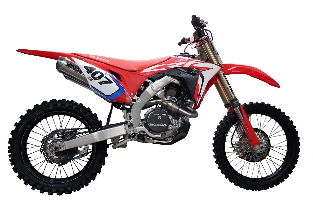 Exhaust compatible with Honda CRF450R/RX 2017-2019, Pentacross Full Titanium, Full system exhaust, including dual silencers, removable db killers/spark arrestors 
