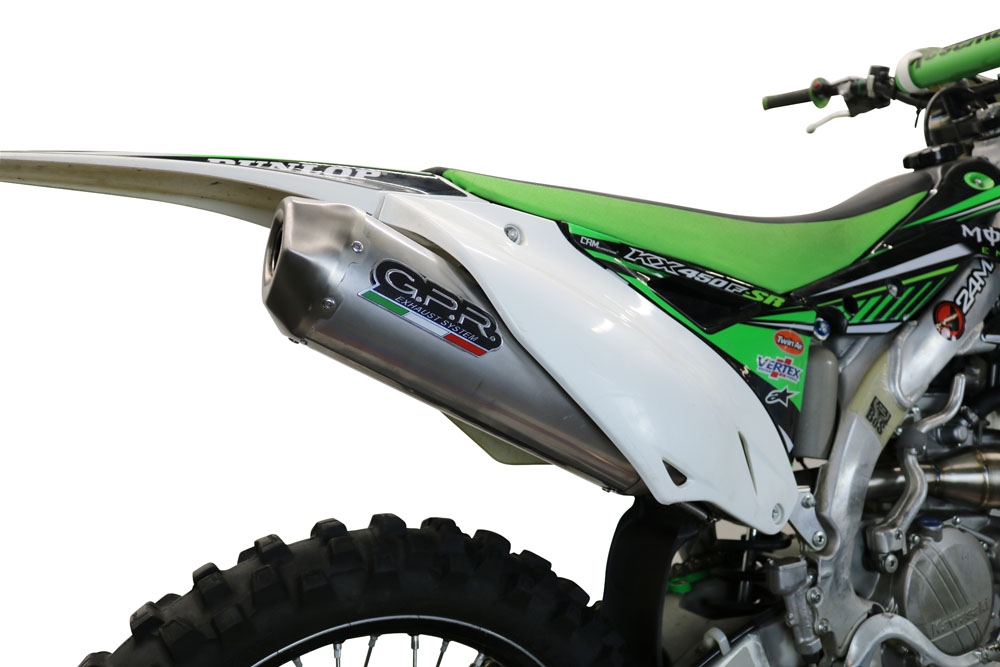Exhaust compatible with Kawasaki KX450F 2012-2015, Pentacross Inox, Full system exhaust, including removable db killer/spark arrestor 