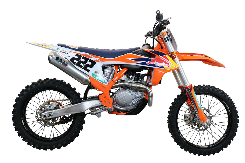 Exhaust compatible with Gas Gas EX 450F 2021-2023, Pentacross Inox, Full system exhaust, including removable db killer/spark arrestor 