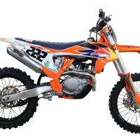 Exhaust compatible with Gas Gas EX 450F 2021-2023, Pentacross Inox, Full system exhaust, including removable db killer/spark arrestor 