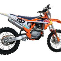 Exhaust compatible with Gas Gas EX 450F 2021-2023, Pentacross Inox, Full system exhaust, including removable db killer/spark arrestor 