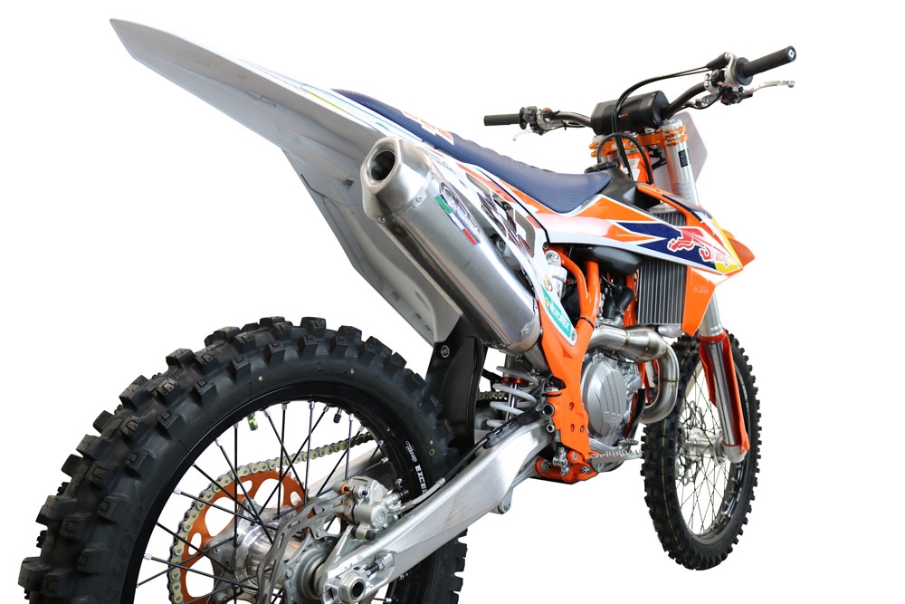 Exhaust compatible with Gas Gas MC 450F Factory EDITION 2023-2023, Pentacross Inox, Full system exhaust, including removable db killer/spark arrestor 