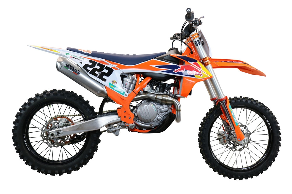 Exhaust compatible with Gas Gas MC 450F 2021-2023, Pentacross FULL Titanium, Full system exhaust, including removable db killer/spark arrestor 