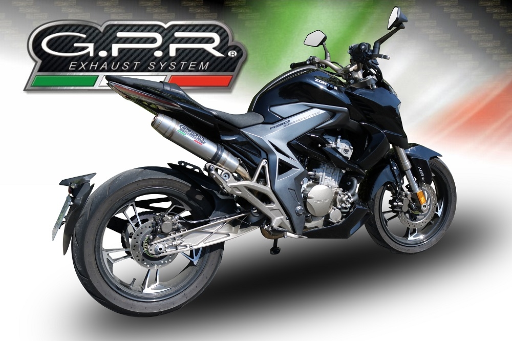 Exhaust compatible with Zontes Zt 310 X / T 2018-2020, Deeptone Inox, Full system exhaust, including removable db killer 