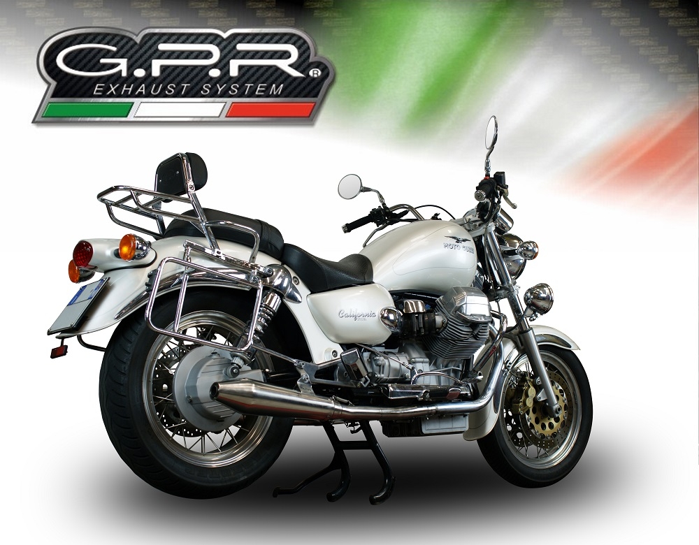 Exhaust compatible with Moto Guzzi California 1100 Special/Stone/Sport/Ev/Alu 1997-2002, Vintacone, Dual slip-on including removable db killers and link pipes, not EPA-compliant 