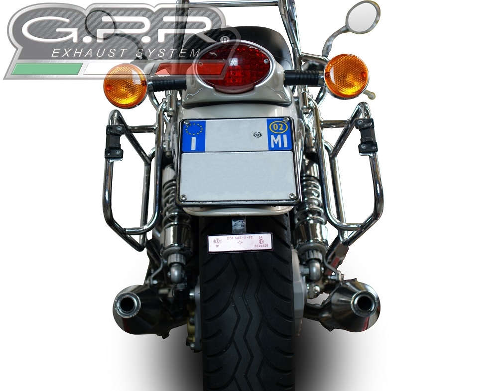 Exhaust compatible with Moto Guzzi California 1100 Special/Stone/Sport/Ev/Alu 1997-2002, Vintacone, Dual slip-on including removable db killers and link pipes, not EPA-compliant 