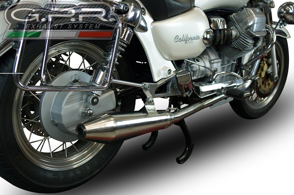 Exhaust compatible with Moto Guzzi California 1100 Special/Stone/Sport/Ev/Alu 1997-2002, Vintacone, Dual slip-on including removable db killers and link pipes, not EPA-compliant 