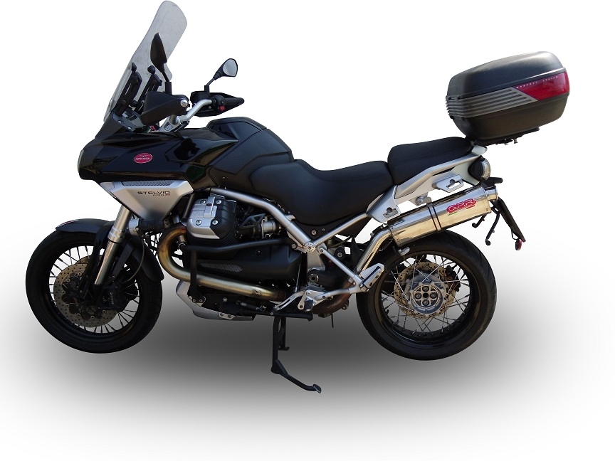 Exhaust compatible with Moto Guzzi Stelvio 1200 8V 2011-2017, Trioval, Slip-on exhaust including removable db killer and link pipe, not EPA-compliant 
