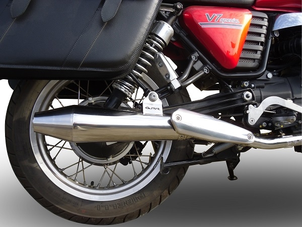 Exhaust compatible with Moto Guzzi V7 (I - II) - Stone - Special 2012-2016, Vintacone , Dual slip-on including removable db killers and link pipes, not EPA-compliant 