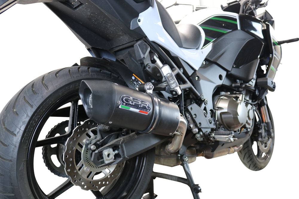 Exhaust compatible with Kawasaki Versys 1000 2019-2020, Furore Evo4 Nero, Slip-on exhaust including removable db killer and link pipe, EPA-compliant 