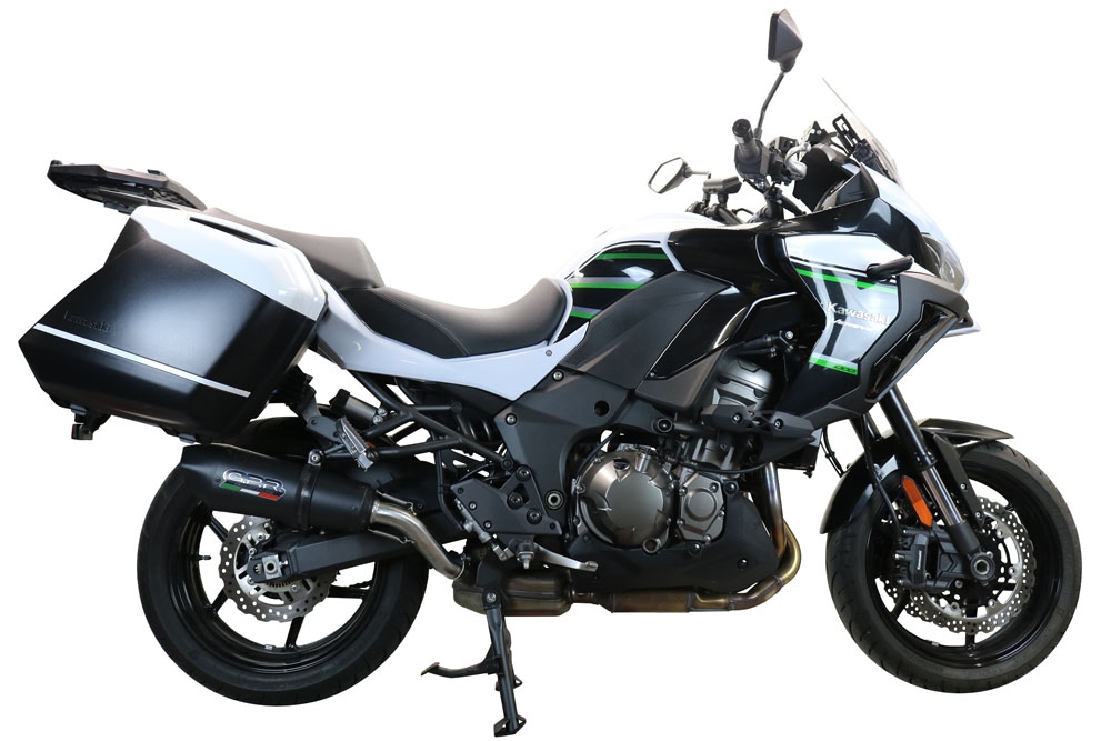 GPR exhaust compatible with  Kawasaki Versys 1000 2019-2020, New Grand Prix Evo Poppy, Slip-on exhaust including removable db killer and link pipe, EPA-compliant 