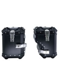 GPR TECH compatible with  Suzuki V-Strom Dl 1000 2017/2019 e4 GPR TECH Pair of side cases aluminum made with contoured right side, black color with specific pannier holder Capacity 38 LT. + 32 LT.