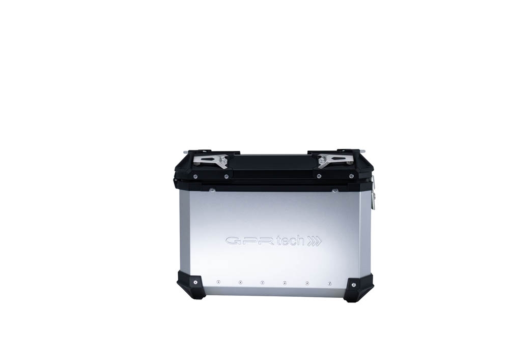 GPR TECH compatible with  Ktm SMT 890 2023/2024 e5 GPR TECH Pair of side cases aluminum made, silver color with specific pannier holder Capacity 38 LT. + 38 LT.